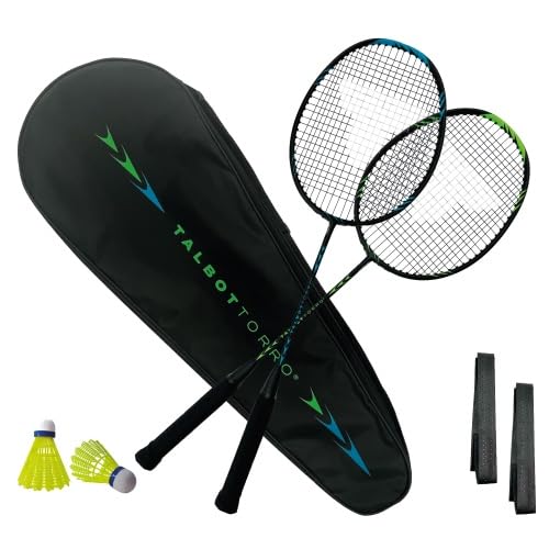 Talbot-Torro Badminton Set Professional I 2 Carbon-Schläger I 2 Federbälle I 2 Griffbänder I Schlägertasche I Leicht & Robust I Für Anfänger & Fortgeschrittene I Outdoor & Indoor Talbot-Torro Badminton Set Professional I 2 Carbon-Schläger I 2 Federbälle I 2 Griffbänder I Schlägertasche I Leicht & Robust I Für Anfänger & Fortgeschrittene I Outdoor & Indoor von Talbot Torro