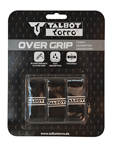 Talbot Torro Griffband Overgip, Überwickelband für Badminton, Squash, Tennis, 3er Blister, 449167, schwarz, 113 x 2,7 cm, Stärke 0,6 mm Talbot Torro Griffband Overgip, Überwickelband für Badminton, Squash, Tennis, 3er Blister, 449167, schwarz, 113 x 2,7 cm, Stärke 0,6 mm von Talbot Torro