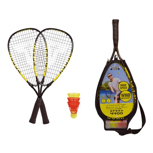 Talbot-Torro Speed-Badminton Set Speed 4400, 2 handliche Alu-Rackets 54,5cm, 3 windstabile Bälle, im 3/4 Bag, gelb-schwarz, 490114 von Talbot Torro