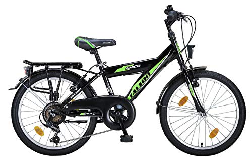 20 Zoll Kinderfahrrad mit Shimano 6-Gang und Beleuchtung nach STVO Blackgreen von Talson