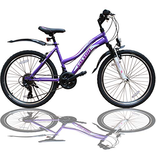 Talson 26 Zoll Mountainbike Mädchen Kinder Fahrrad mit Gabelfederung & Beleuchtung 21-Gang Lila 26AuroraPurple von Talson