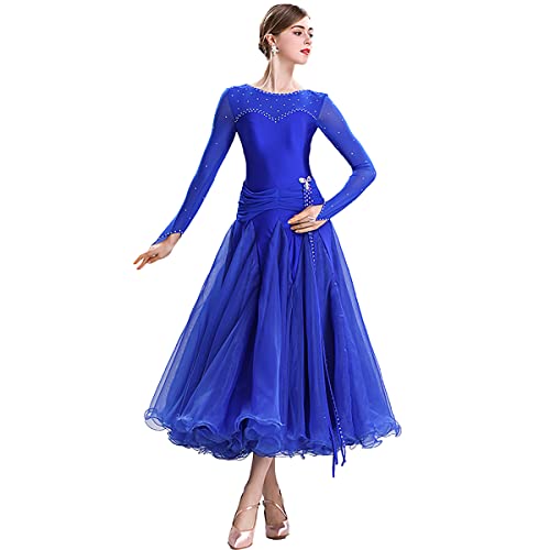 Modernes Elegante Ballsaal-Walzer-Tango-Tanzkleid Spitzenkleid Tanzkleidung-Nationale Standardröcke Für Wettbewerbskostüme Großem Swingrock Tolle Tüllschaukel (XXL,Blue) von Tandada