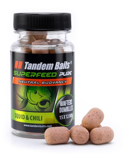 Tandem Baits SuperFeed Pure Dumbells Wafters Squid & Chili | Karpfen Angeln ohne Mühe | Boilies Köder Große-Fische-Angeln | Karpfenzubehör Profis & Hobby-Angler 15/12 mm 30 g von Tandem Baits