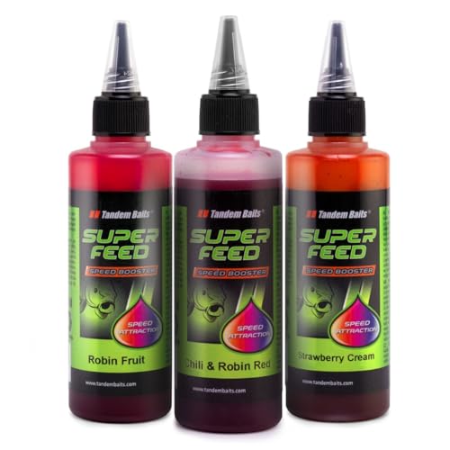 Tandem Baits 3-er Set SuperFeed Speed Booster Robin Red Flavour Mix Karpfen | Karpfen Angeln ohne Mühe | Köder zum Große-Fische-Angeln | Karpfenzubehör für Profis & Hobby-Angler 100 ml von Tandem Baits