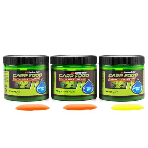Tandem Baits Carp 3-er Set Food Attract Dip Flavour Mix No 2, Karpfen Angeln ohne Mühe, Köder zum Große-Fische-Angeln, Karpfenzubehör für Profis & Hobby-Angler 100 ml Tandem Baits Carp 3-er Set Food Attract Dip Flavour Mix No 2, Karpfen Angeln ohne Mühe, Köder zum Große-Fische-Angeln, Karpfenzubehör für Profis & Hobby-Angler 100 ml von Tandem Baits
