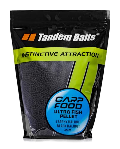 Tandem Baits Carp Feed Hook Ultra Fish Pellet Schwarzer Heilbutt | Karpfen-Pellets | Karpfen Angeln | Köder zum Große-Fische-Angeln | Karpfenzubehör für Profis & Hobby-Angler | Angelfutter 4mm 1 kg von Tandem Baits