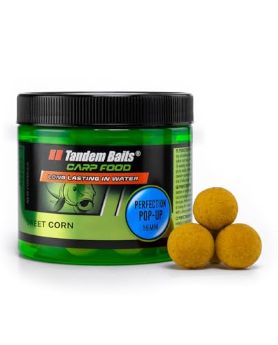 Tandem Baits Carp Food Perfection Pop-Up Zuckermais | Karpfen-Pop-Ups | Karpfen Angeln ohne Mühe | Köder zum Große-Fische-Angeln | Karpfenzubehör für Profis & Hobby-Angler 16 mm 70 g von Tandem Baits