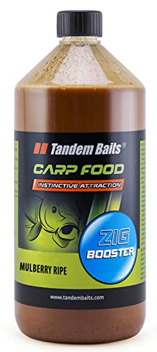 Tandem Baits Carp Food Zig Booster Karpfen Angeln ohne Mühe, Köder zum Große-Fische-Angeln, Karpfenzubehör für Profis & Hobby-Angler Reife Maulbeere 1000 ml von Tandem Baits