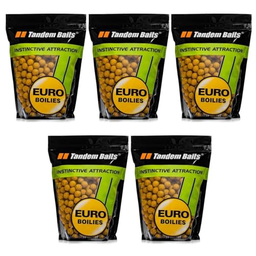 Tandem Baits Karpfen Futter Angelfutter Futterboilies Karpfenboilies Euro Boilies 5-er Set 18 mm 1 kg Banane von Tandem Baits