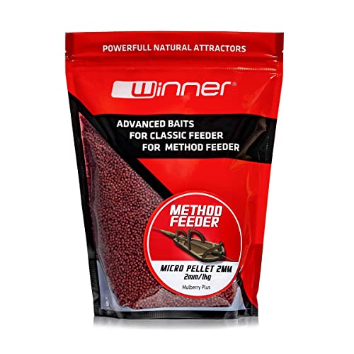 Tandem Baits Method Feeder Pellet Maulbeere Plus, Brasse Schleie Karausche Karpfen Pellets, Pellets für Karpfen-Angeln ohne Mühe, Köder, Karpfenzubehör für Profis Hobby-Angler 2mm 1 kg von Tandem Baits