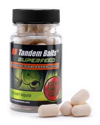 Tandem Baits SuperFeed Fluo Mini Dumbells Floating Secret Squid Karpfen-Pop-Ups | Karpfen Angeln ohne Mühe | Köder zum Große-Fische-Angeln | Karpfenzubehör für Profis & Hobby-Angler 30g von Tandem Baits