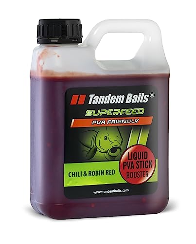 Tandem Baits SuperFeed Liquid PVA Stick Booster Chili & Robin Red Karpfen | Karpfen Angeln ohne Mühe | Köder zum Große-Fische-Angeln | Karpfenzubehör für Profis & Hobby-Angler 1000 ml von Tandem Baits