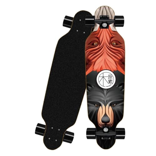 Skateboard 80 cm Mini Longboard 8 Schichten Ahornholz mit ABEC-7 Kugellager für Kinder Erwachsene und Anfänger (kompromissloser Weg, Schwarze Räder) von TangDao