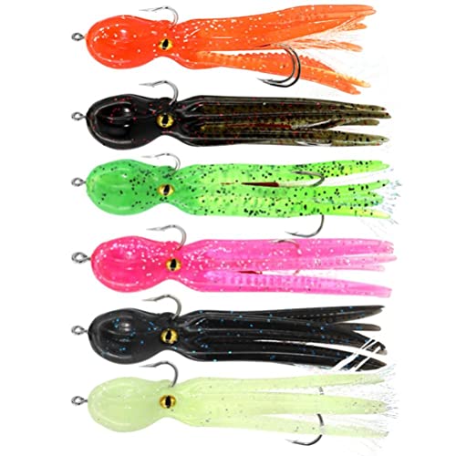 Octopus Swimbait mit Rockschwanz, 6 Stück Octopus Swimbait Weicher Angelköder mit Haken Squid Jigs Künstlicher Köder für das Meeresangeln im Salzwasser Octopus Swimbait mit Rockschwanz, 6 Stück Octopus Swimbait Weicher Angelköder mit Haken Squid Jigs Künstlicher Köder für das Meeresangeln im Salzwasser von TangYang
