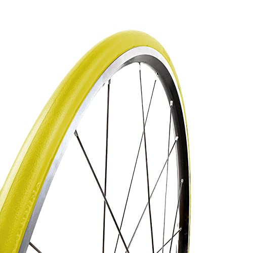 Tannus 100% Pannenschutz-Reifen 700x23c (23-622) Airless Tire Slick | Solider Rennradreifen Road, Farbe Lemon (Gelb), Härte Hard von Tannus