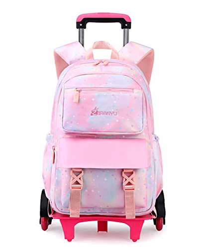 Tanou Rucksack mit Rollen, Leichte Schulrucksack zum Rollen für Mädchen 1-5.Klasse, Kinder Trolley Schulranzen, 16 Zoll, Rosa Stern Tanou Rucksack mit Rollen, Leichte Schulrucksack zum Rollen für Mädchen 1-5.Klasse, Kinder Trolley Schulranzen, 16 Zoll, Rosa Stern von Tanou