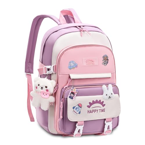 Tanou Schultasche Mädchen Rucksack Schule Teenager, 20 Liter Schulrucksack für Mädchen der 3. bis 7. Klasse, Leichter Wasserabweisender Nylon Kinder Schulranzen, Rosa Tanou Schultasche Mädchen Rucksack Schule Teenager, 20 Liter Schulrucksack für Mädchen der 3. bis 7. Klasse, Leichter Wasserabweisender Nylon Kinder Schulranzen, Rosa von Tanou