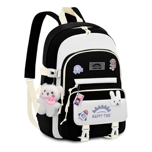 Tanou Schultasche Mädchen Rucksack Schule Teenager, 20 Liter Schulrucksack für Mädchen der 3. bis 7. Klasse, Leichter Wasserabweisender Nylon Kinder Schulranzen, Schwarz Tanou Schultasche Mädchen Rucksack Schule Teenager, 20 Liter Schulrucksack für Mädchen der 3. bis 7. Klasse, Leichter Wasserabweisender Nylon Kinder Schulranzen, Schwarz von Tanou