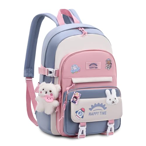 Tanou Schultasche Mädchen Rucksack Schule Teenager, 20 Liter Schulrucksack für Mädchen der 3. bis 7. Klasse, Leichter Wasserabweisender Nylon Kinder Schulranzen, Blau Tanou Schultasche Mädchen Rucksack Schule Teenager, 20 Liter Schulrucksack für Mädchen der 3. bis 7. Klasse, Leichter Wasserabweisender Nylon Kinder Schulranzen, Blau von Tanou