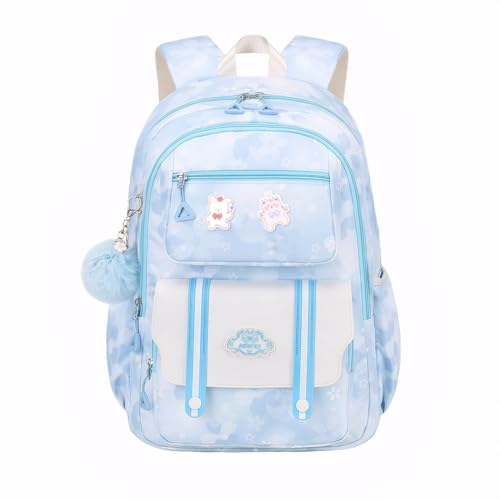 Tanou Schultasche Mädchen Schulranzen Kinder, Große Kapazität Schulrucksack für Mädchen der 1. bis 4. Klasse, Atmungsaktiver Kawaii Rucksack Schule Mädchen mit Anhänger, Blau Tanou Schultasche Mädchen Schulranzen Kinder, Große Kapazität Schulrucksack für Mädchen der 1. bis 4. Klasse, Atmungsaktiver Kawaii Rucksack Schule Mädchen mit Anhänger, Blau von Tanou