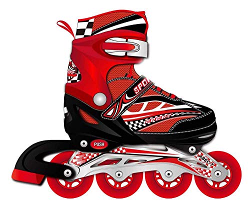 Tante Tina Inliner für Kinder - Kinder Inliner verstellbar mit leuchtenden Rollen - Kinderinliner Rollschuhe größenverstellbar in 4 Größen - Rot M (33-37 Tante Tina Inliner für Kinder - Kinder Inliner verstellbar mit leuchtenden Rollen - Kinderinliner Rollschuhe größenverstellbar in 4 Größen - Rot M (33-37 von Tante Tina