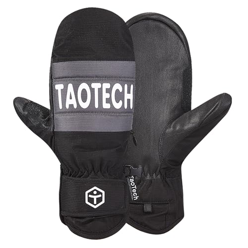 TaoTech Basic Determined Gloves Snowboardhandschuhe für Herren und Damen, leicht, thermisch, wasserabweisend, winddicht, Taschenleine im Lieferumfang enthalten, 5-Finger-Innenseite, Schwarz, Größe M von TaoTech