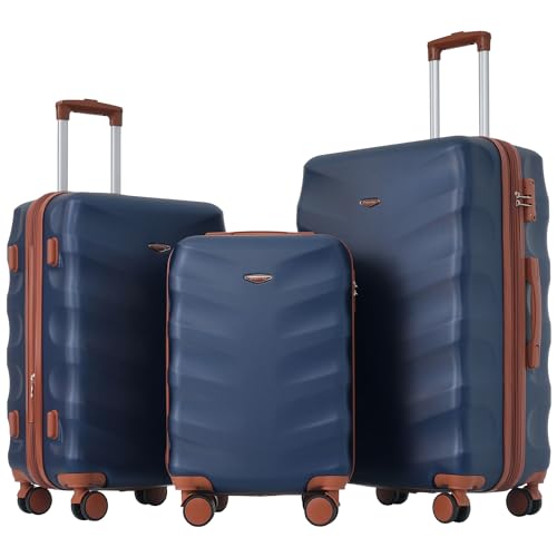 Taoplay Hartschalen-Koffer Trolley Set 3 stück, 4-Rollen Reisekoffer Rollkoffer mit TSA-Schloss, ABS-Material, Handgepäck & Reisegepäck in Größen M, L, XL von Taoplay