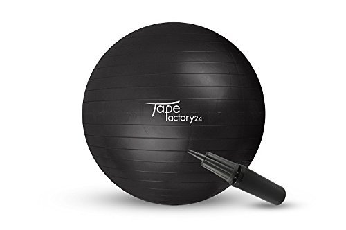Tapefactory24 Gymnastikball inkl. Pumpe (Gewählte Variante: Schwarz, 75cm) - Hochwertiger Sitz- und Fitnessball von 55 cm bis 85 cm Durchmesser Größen erhältlich von Tapefactory24