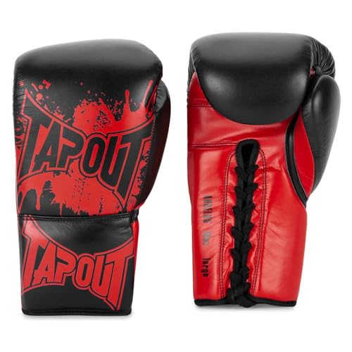 Tapout Boxhandschuhe aus Leder (1 Paar) Angelus, Black/Red, 08 oz R, 960012 von Tapout