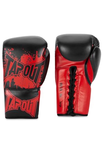 Tapout Boxhandschuhe aus Leder (1 Paar) Angelus, Black/Red, 10 oz R, 960012 von Tapout