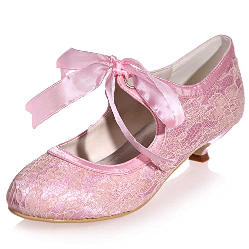 Damen Hochzeits Schuhe für die Braut - Hochabsatz Hochzeitsabsätze Pump aus Satin mit Runde Zehen Slip-On für Abend, Party & Prom Kleider von TarfiC