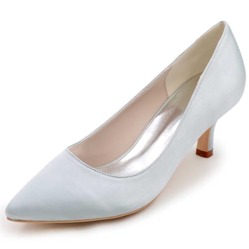 Damen Hochzeitschuhe mit geschlossenen, Hochzeits Slip On-Schuhe für die Braut, Hochheels, Bridal-Schuhe aus Satin Partys Hochzeiten, Pump-Schuhe von TarfiC