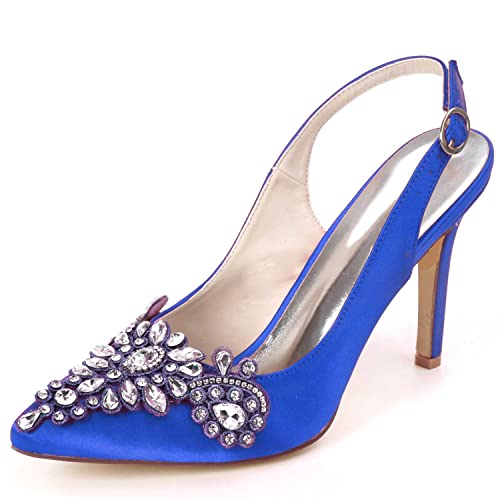 Damen Pumps,Spitze Zehen, Strass Schnalle, niedrige Absätze, Stiletto Knöchelriemen, geschlossene Zehen, Hochzeit, Party, Kleid, Sandalen von TarfiC