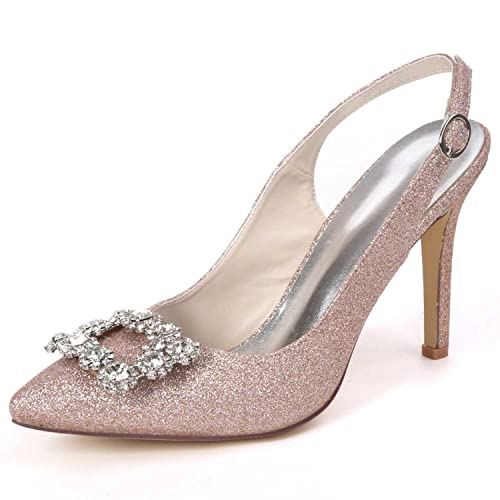 TarfiC Absätze für Damen, geschlossener Zehenbereich, glitzernde Schnalle, Kitten Heels,Pump Sandalen,Hochzeit,Sandalen,Standardgröße 3,74 Zoll von TarfiC