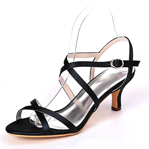 TarfiC Damen Absätze für Damen Kleid Kitten Heels Schnalle offene Zehen Absätze Sandalen Hochzeit Abend Party Schuhe für Damen Braut von TarfiC