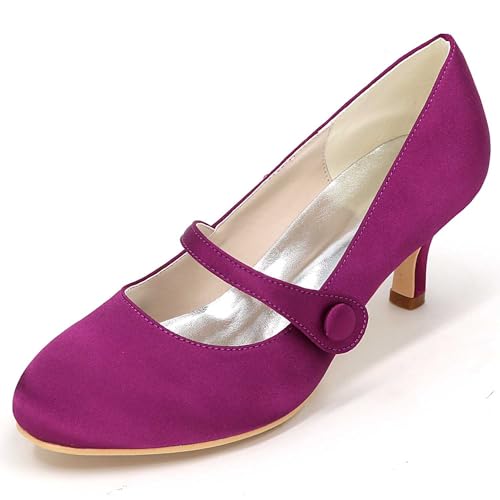 TarfiC Damen-Absatzschuhe, Damen-Ivor-Absatzschuhe Satin, Niedrige und Hohe Absätze, Runde Zehen Pump-Schuhe für Kleid, Büro und Hochzeit von TarfiC