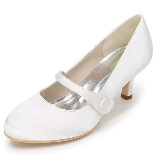 TarfiC Damen-Absatzschuhe, Damen-Ivor-Absatzschuhe Satin, Niedrige und Hohe Absätze, Runde Zehen Pump-Schuhe für Kleid, Büro und Hochzeit von TarfiC