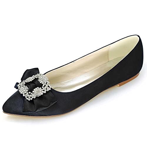 TarfiC Damen Ballerina-Flache Schuhe, aus Strick, mit Strass-Verzierung, Slip-On-Stil, für Kleider, bequem, weich und niedrig von TarfiC