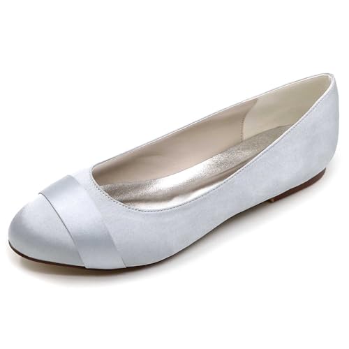 TarfiC Damen Flache Kleiderschuhe mit rundem Vorderteil aus Satin, Ballett-Style Walking Schuhe, niedrig, komfortabel und weich von TarfiC