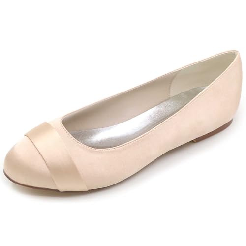 TarfiC Damen Flache Kleiderschuhe mit rundem Vorderteil aus Satin, Ballett-Style Walking Schuhe, niedrig, komfortabel und weich von TarfiC