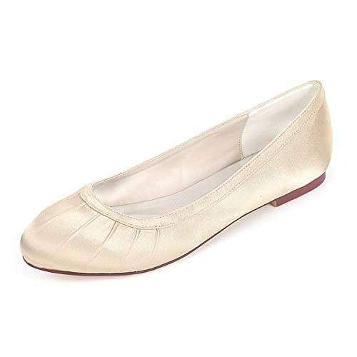 TarfiC Damen Flache Schuhe, Kleidungsschuhe mit Runde Zehe, aus Satin, Slip-On Ballerina Laufschuhe für Damen, Niedrig, Komfortabel, Weich von TarfiC