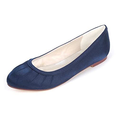 TarfiC Damen Flache Schuhe, Kleidungsschuhe mit Runde Zehe, aus Satin, Slip-On Ballerina Laufschuhe für Damen, Niedrig, Komfortabel, Weich von TarfiC