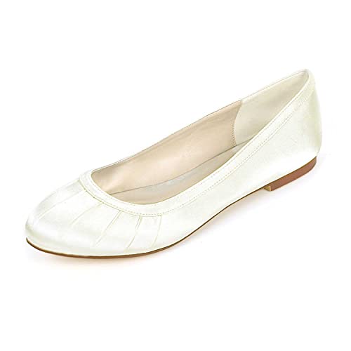 TarfiC Damen Flache Schuhe, Kleidungsschuhe mit Runde Zehe, aus Satin, Slip-On Ballerina Laufschuhe für Damen, Niedrig, Komfortabel, Weich von TarfiC