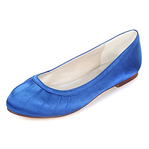 TarfiC Damen Flache Schuhe, Kleidungsschuhe mit Runde Zehe, aus Satin, Slip-On Ballerina Laufschuhe für Damen, Niedrig, Komfortabel, Weich von TarfiC