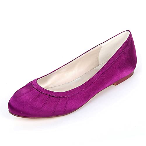 TarfiC Damen Flache Schuhe, Kleidungsschuhe mit Runde Zehe, aus Satin, Slip-On Ballerina Laufschuhe für Damen, Niedrig, Komfortabel, Weich von TarfiC