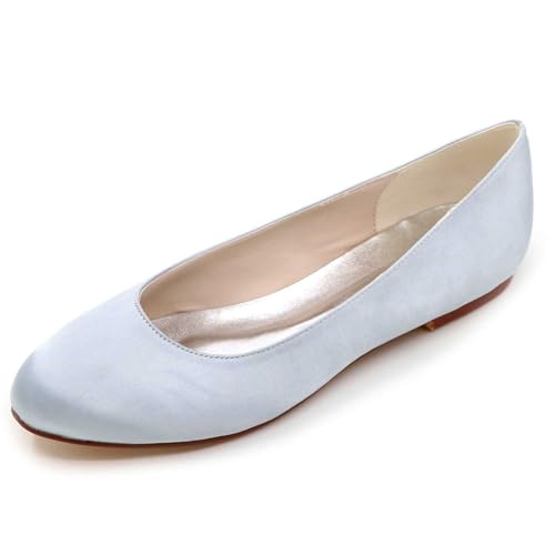 TarfiC Damen Flache und komfortable Schuhe mit rundem Vorderteil, aus Satin, geschlossene Spitze, Slip-On, Arbeitsschuh-Ähnlich, süße Ballett-Flats von TarfiC