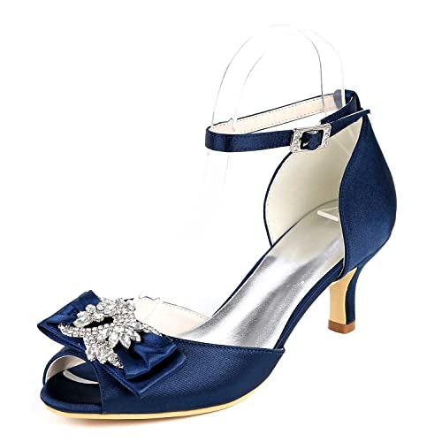 TarfiC Damen Hochabsatz Sandalen mit Schnallen und Strass, Kleidungsschuhe für Hochzeitsdamen, Kittenhöhe, Damen Schuhe für Hochzeit, Brautjungfern von TarfiC