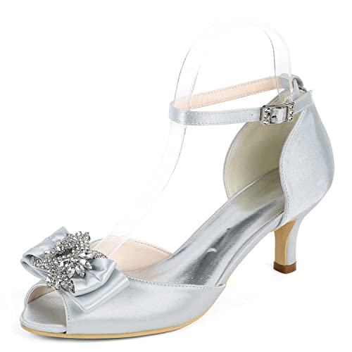 TarfiC Damen Hochabsatz Sandalen mit Schnallen und Strass, Kleidungsschuhe für Hochzeitsdamen, Kittenhöhe, Damen Schuhe für Hochzeit, Brautjungfern von TarfiC