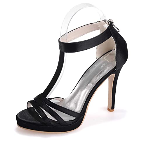 TarfiC Damen Hochheels mit Spitzöffnung aus Satin, Hochzeitsandalen für die Braut, Komfortabel mit Schnalle, Mary Jane Schuhe, Knöchelriemen, Brautschuhe von TarfiC