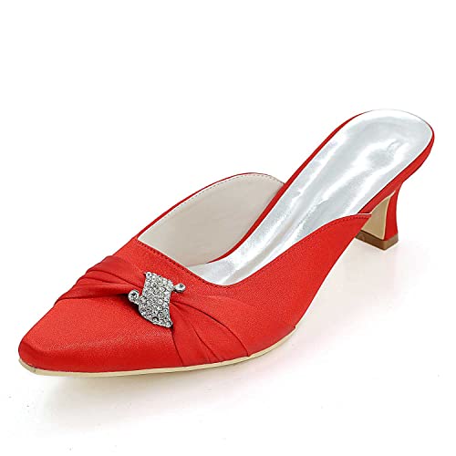 TarfiC Damen Hochheelsandalen mit Spitzzeug, aus Satin,Slip-On-Schluss, für sommerliche Anlässe, Brautjungfernschuhe, Hochzeitsfeiern Party-Schuhe von TarfiC